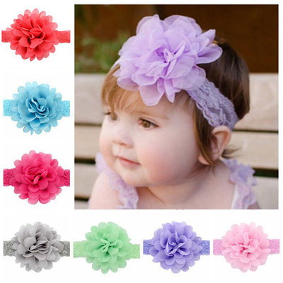 (12Pcs/4.3in)Lace Flower Headbands,Coxeer Ribbon Hair Clips Hair Accessories for Baby Girls Kids Toddlers Children