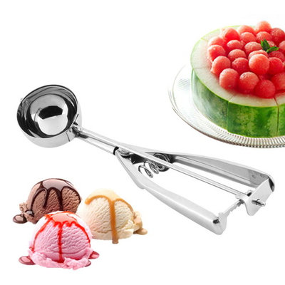 Stainless Steel 5cm Spring Handle Ice Cream Scoop Spoon