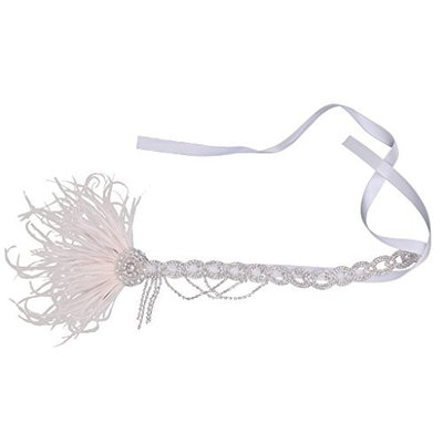 MonkeyJack Stunning Crystal Feather Hair Chain Tassel Headpiece Hair Jewelry Costume