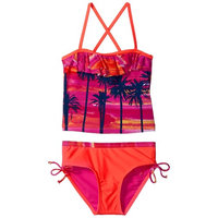 Limited Too Girls' Tropical Photo Real Ruffle Tankini
