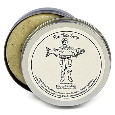Fish Tale Soap-100% Natural & Hand Made. Scented with Essential Oils. Convenient Travel Gift Tin. Great For Outdoors Fishing Fans.