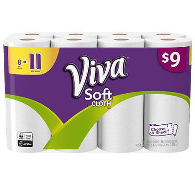 Viva Choose-A-Sheet Paper Towels, White, Big Roll, 8 Rolls - 8 ea