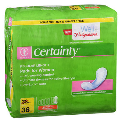 Walgreens Certainty Ultimate Bladder Control Pads Regular - 36 ea