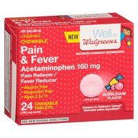 Walgreens Pain & Fever Dissolving Tablets Bubblegum - 24 ea
