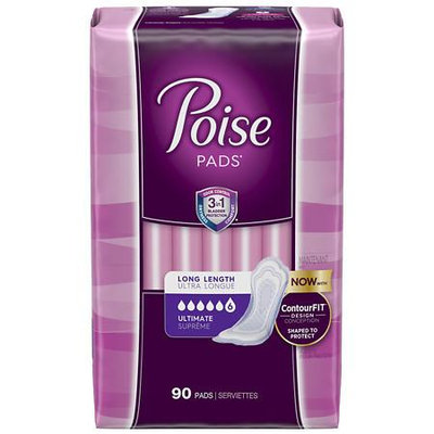 Kimberly-clark Poise Long Length Ultimate Absorbency Overnight Pads, 90 count