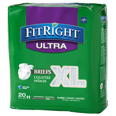 Medline FitRight Ultra Briefs (Pack of 20), Extra Large