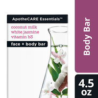 ApotheCARE Essentials The Rejuvenator Coconut Milk, White Jasmine, B3 Face and Body Bar Soap 4.5 oz