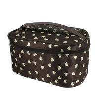 Light Yellow Nylon Lining Coffee Color Polyester Cosmetic Makeup Pouch Bag