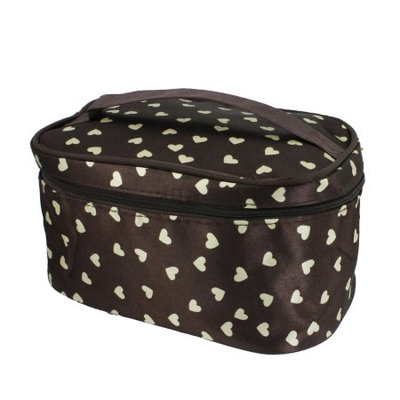 Light Yellow Nylon Lining Coffee Color Polyester Cosmetic Makeup Pouch Bag