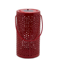 Plow & Hearth Solar Ceramic Hanging Lantern, in Red