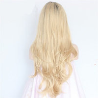 Cool Shiny Fashion Ombre Blonde Glueless Lace Front Wigs for White Women Natural Straight Heat Resistant Synthetic Hair Replacement Wig For Women 24