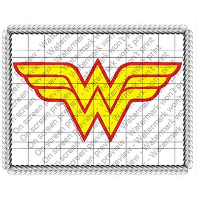 Whimsical Practicality Wonder Woman Logo Edible Icing Image Cake Topper (6 Inch Round)