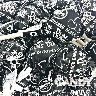 Black Dum Dums Color Party - Black Cherry Flavored - 4 Bags - 75 Count Per Bag - 300 Total Lollipops - Includes Free