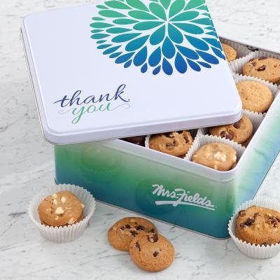 Mrs. Fields Thank You Tin with 96 Nibblers Bite Sized Cookies