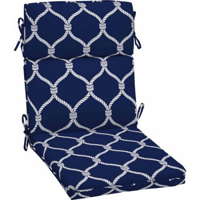 Better Homes and Gardens Outdoor Dining Chair Cushion, Blue Rope