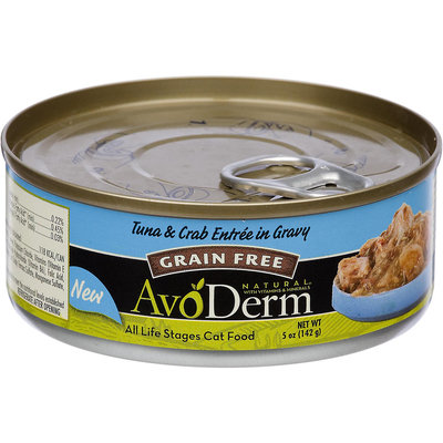AvoDerm Grain Free Tuna & Crab Entree in Gravy Canned Cat Food, 5 oz, Case of 24