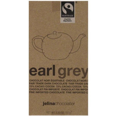 Jelina Chocolatier Earl Grey Chocolate Bar, 3.35 oz, (Pack of 12)