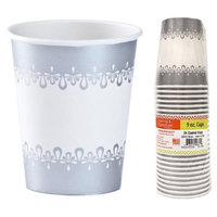 Hanna K Signature 2184940 9 oz Precious Silver Paper Hot-Cold Cup - Pack of 36 & 24 per Pack