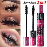 Mascara 2 in 1,Mascara Set ,2 In 1 3D Fiber Mascara Black Eye Curling Eyelash Double Mascara Waterproof Full Express Mascaras Makeup Tool