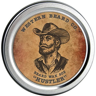 Mustache Wax with Beeswax, Shea Butter & Argan Oil - All Natural Leave-In Wax Conditioner for Men - Styles, Strengthens & Thickens During Beard Growth - Hustler Scent (2oz)