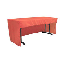 LA Linen TCpop-OB-fit-72x30x30-CoralP55 1.95 lbs Open Back Polyester Poplin Fitted Tablecloth Coral
