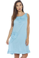 Dreamcrest Polka Dot Nightgown / Women Sleepwear / Womans Pajamas (Bright Blue, Large)