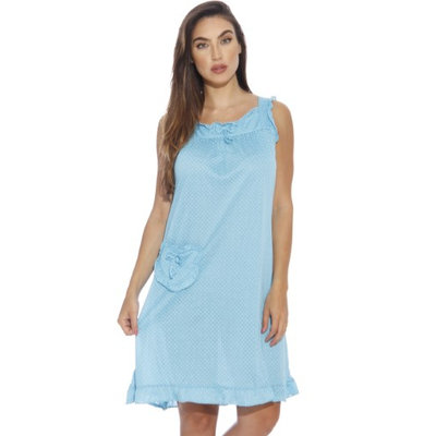 Dreamcrest Polka Dot Nightgown / Women Sleepwear / Womans Pajamas (Bright Blue, Large)
