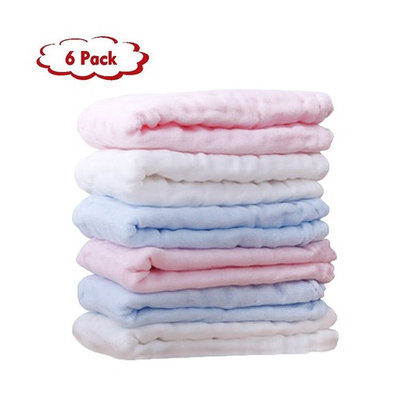 CXMYKE Muslin Baby Washcloths - Super Water Absorbent for Baby Face Towels - Soft Newborn Baby Wipes, Suitable for Baby's Delicate Skin,The Best Shower Gifts for Boy Both Girl - 6 Pack 12x12 inches