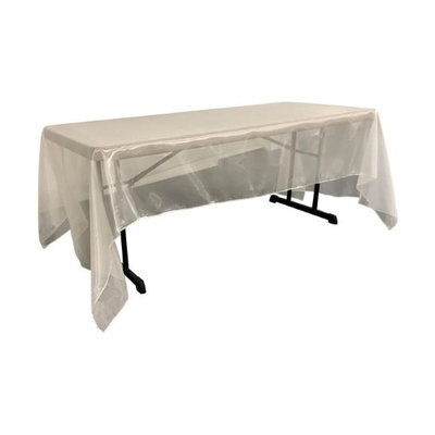LA Linen TCOrgz60x144-IvoryO25 Sheer Mirror Organza Square Tablecloth Ivory - 60 x 144 in.