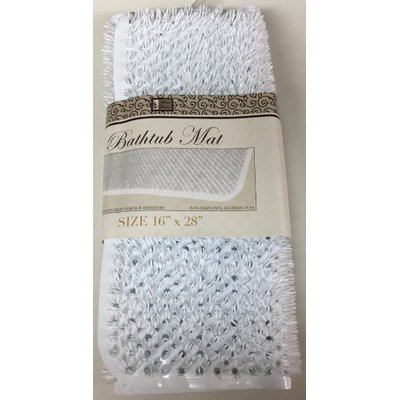 Brown's Linens And Window Coverings Anti Slip Vinyl Straw Grass Massage Bathtub Mat - White