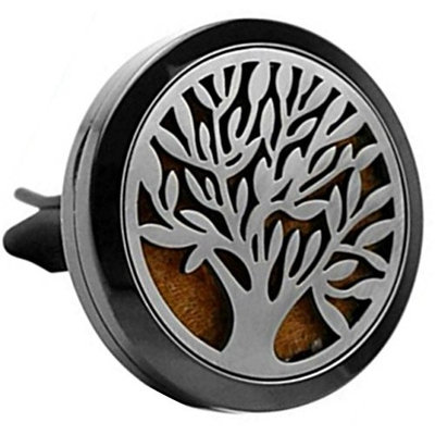 Adorit Essential Oil Car Aromatherapy Locket Diffuser Vent Clip Tree of Life 316L Stainless Steel Air Freshener with 12 Colorful Refill Pads… Enjoy Your Odor Free Stress Relief Car Ride!