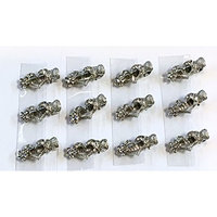12 Pieces Heart Design Clear White Rhinestone With Silver Color Metal Alligator Clips