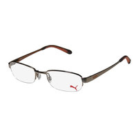 Puma 15323 Zen Mens/Womens Designer Half-Rim Light Brown Frame Demo Lenses 49-19-140 Spring Hinges Eyeglasses/Spectacles