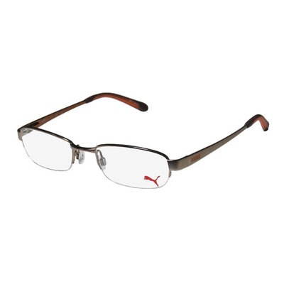 Puma 15323 Zen Mens/Womens Designer Half-Rim Light Brown Frame Demo Lenses 49-19-140 Spring Hinges Eyeglasses/Spectacles