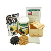 Handy Pantry Deluxe Tofu Making Kit - Wood Mold / Press, Yellow & Black Soybeans