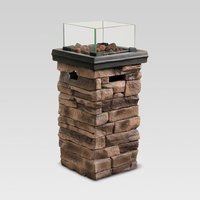 Chisholm 22 Tall Square LP Fire Column - Natural Stone - Threshold