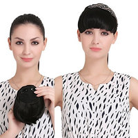 SARLA Clip on Bangs Fringe Hair Extensions Synthetic Hairpiece Hair Piece For Women Full Straight Fashion Stylish Cute Japan High Temperature Fiber(B7#16/22)