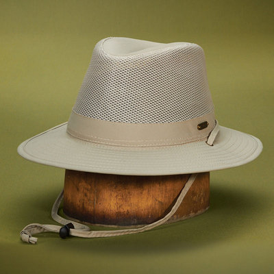 Stetson Outdoor STC197-KAKI2 No Fly Zone Nylon Mesh Safari Hat Khaki - Medium