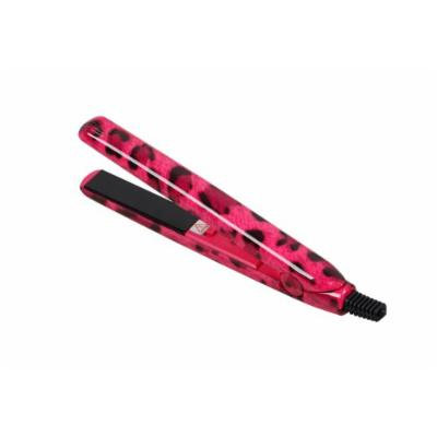 Bundle Monster Portable Mini Travel 0.5”Ceramic Tourmaline Plates Flat Iron Hair Styling Straightener US – COLOR: PINK CHEETAH