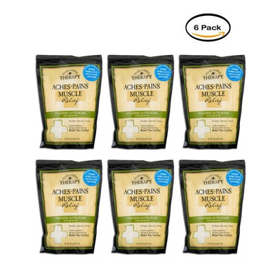 PACK OF 6 - Village Naturals Therapy Aches + Pains Muscle Relief Foaming Bath Soak With Epsom Salt Eucalyptus + Spearmint + Menthol, 36.0 OZ