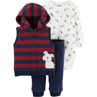 Child of Mine by Carter's Newborn Baby Boy Bodysuit, Vest, and Pants Outfit Set