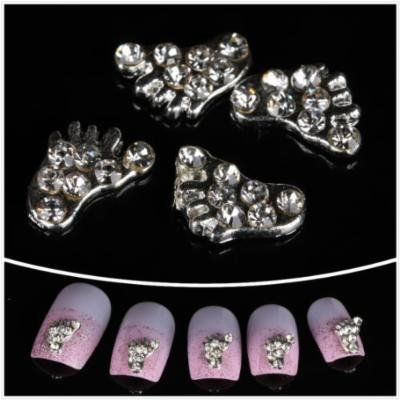 100pcs Feet 3D Clear Rhinestone Alloy Nail Art DIY Nail decoration