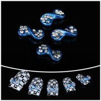 Nails gaga wholesale 100pcs Blue Rhinestone bow tie 3D Alloy Nail Art / DIY Nail art tip by CoCo-Shop
