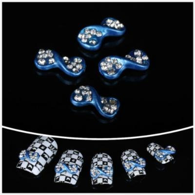 Nails gaga wholesale 100pcs Blue Rhinestone bow tie 3D Alloy Nail Art / DIY Nail art tip by CoCo-Shop