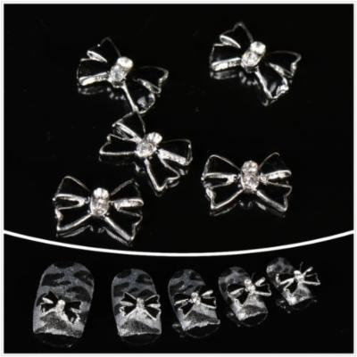 Nails gaga wholesale 100pcs Black bowknot 3D Alloy Nail Art DIY nail design