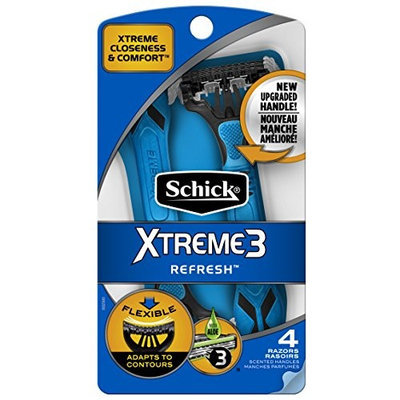 Schick Xtreme 3 Refresh Disposable Razors for Men With New Heavyweight Handle, 4 Count (Pack of 3)
