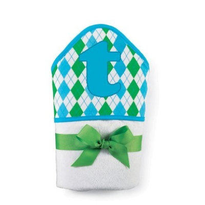 Mud Pie Initial Baby Boy Blue Initial Hooded Terry Towel, Letter D (Discontinued by Manufacturer)