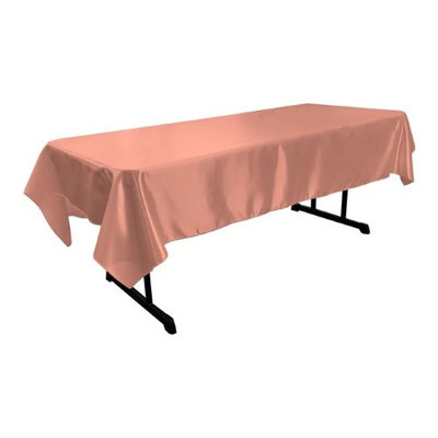 LA Linen TCbridal60X84-RoseB79 Bridal Satin Rectangular Tablecloth Dusty Rose - 60 x 84 in.