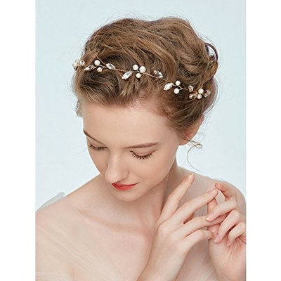 FXmimior Bridal Wedding Hair Vine Crystals Rhinestone Leaf Headband Wedding Party Evening Hair Accessories