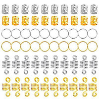 XOMOO 120 Pieces Aluminum Hair Braid Rings Dreadlocks Hair Coil Dreadlocks Metal Hair Cuffs Hair Braiding Beads for Hair Accessory, Multiple Styles